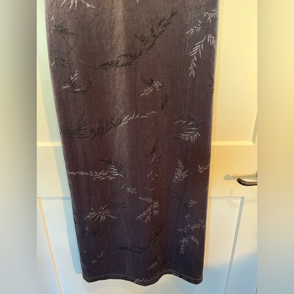 NWT Vtg 90s Y2K Hillard&Hanson gray silver velvet maxi whimsigoth evening dress - Picture 3 of 10